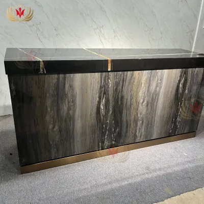 HJ HOME Custom Luxury Kitchen Island Villa Furniture Modern Dining Counter Fire-Resistant Home Bar Natural Marble Top Bar Table