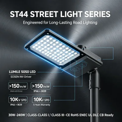 CHZ ST44 200W Smart LED Street Light TYPE II 0-10V Dimmable 150 Lumen Per Watt IP66 IK09 Logistics Park