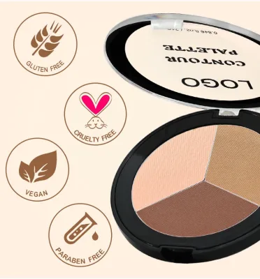 Natural Mineral Vegan Highlight Contour Silky Matte Powder Palette 16H Wear Lightweight Fade Resistant Buildable Shade Makeup
