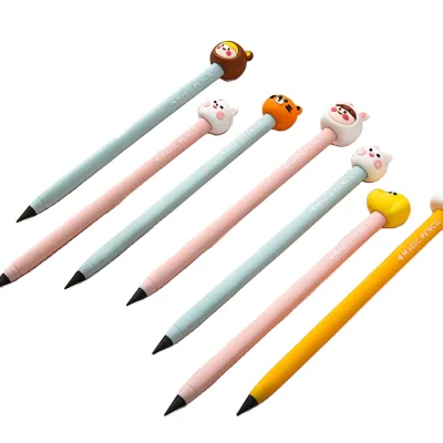 Cute Kawaiib Rabbit Tiger Dog Inkless Pencil Plastic Erasable Signing Eternal Pencil Forever Pencil