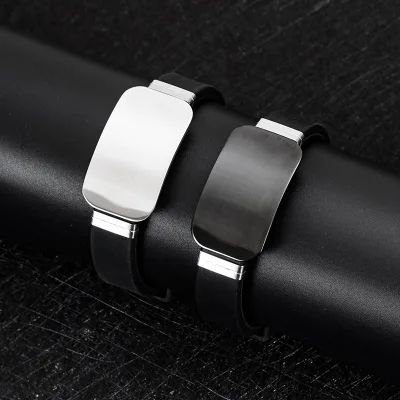 New Fashionable Adjustable Silicone Cuff Sports Bracelet Couples Birthday Gift Customizable Engraved Bangle