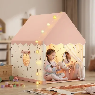 Children's Soft Fabric Castle Play Tent for Kids Available in 2 Colors Without Light Strip