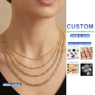 Fine Women Men Jewelry 14K Gold Filled Hypoallergenic 18-20in 1.8MM/2MM Figaro Collarbone Chain Necklace Customizable Wholesale