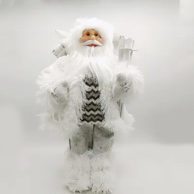 2025 Christmas New 49cm Cloth White Santa Claus Doll Ornaments Decor Scene Layout