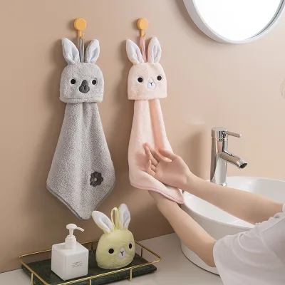 Microfiber hand towel Hanging Towel for Bathroom Cute Cartoon Rabbit Super Absorbent Hand Towels With Loop
