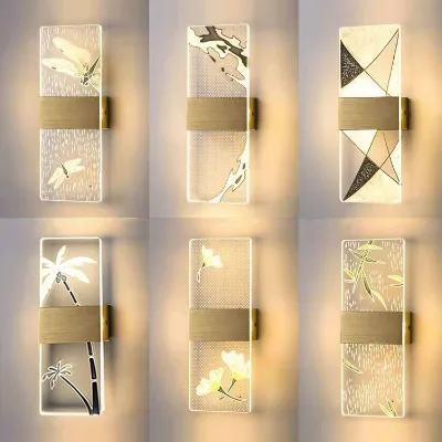 Wall Light with Dragonfly Geometric Coconut Tree Flower Leaf Custom Pattern Acrylic Led Wall Lamps