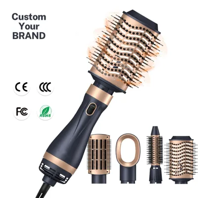4 in 1 Hot Air Brush Set Professional 1000W Hair Dryer Brush Negative Ion Ceramic Volumizer Curling Wand Hair Straightener