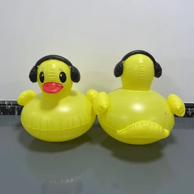 Factory Spot PVC Inflatable Small Yellow Duck Summer Swimming Pool Decoration Solar LED Light Luminous Floating Toys