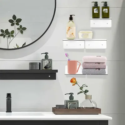 Food Grade Non Toxic Certified Seamless clear Acrylic Floating Shelves for Stand