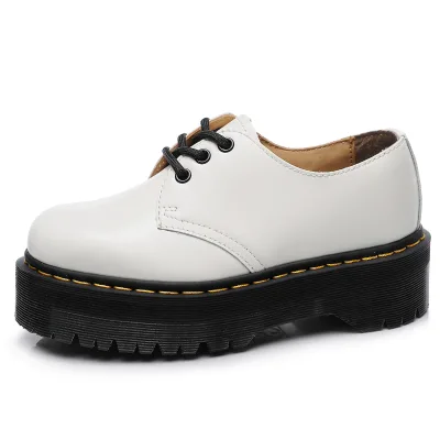 OEM ODM British Casual Thick-soled Leather Shoes Breathable Round-toed Lace-up Non-slip Height-increasing Shoes All-match