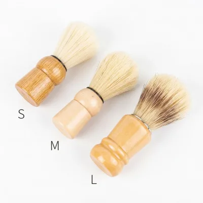 Professional Shaving Brush Natural Wood Handle Boar Bristle Beard Brush for Men Grooming Salon Barber Tools S M L 3-Size