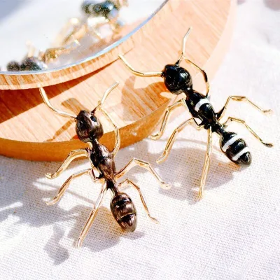 Metal Enamel Ant Brooch