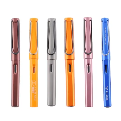 Unique Design Custom Logo Promotional Business Signature Gift Fountain Ink Pen Pink Metal