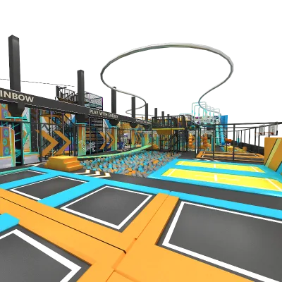 2024 Latest Design Trampoline Parks MIZONE Sports Park with Zip Line Ball Pit Climbing Wall Soft Play Games Interactive Area