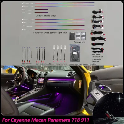 For Porsche Cayenne Macan Panamera 718 911 DIY Ambient Light Button Control Decorative Illuminated Atmosphere Lamp LED Strip