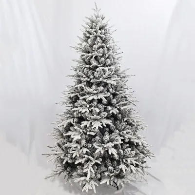 Unique Green Snow White Flock Christmas Tree Holiday Indoor Home Decoration Diy Crafts 210cm Fireproof Metal Stand 1169 Tips