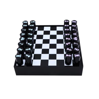 Acrylic Chess Board Set with Pieces 26x26cm Modern Design | Portable Board Game for Adults Kids Chess Game for Home Office Decor