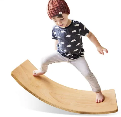 High Quality Kids Child Adult Exercise Yoga Fitness Wooden Curvy Balance Board
