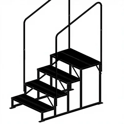 Custom Metal RV Bathtub Staircase Step Stool Ladder Multi-Step Telescopic Handrail Modern Minimalist