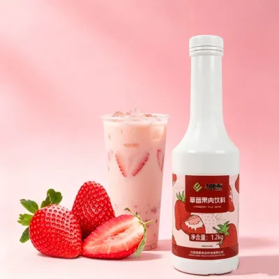 1.2kg Concentrated Strawberry for Milk Tea Shop Special Juice Beverage Fruit Flavor Thick Strawberry Fruit Puree Fruit Syrup