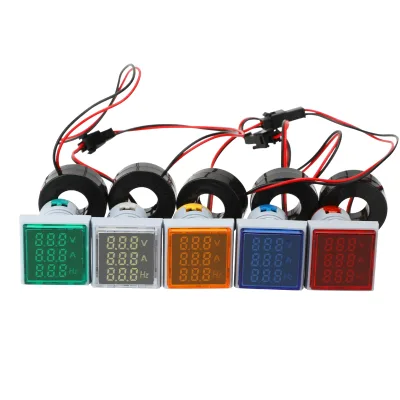 Manhua Miniature Digital Voltmeter with Voltage Monitor Bright LED Display Voltage Lamp 22mm Five Color square Panel 110v220v10A
