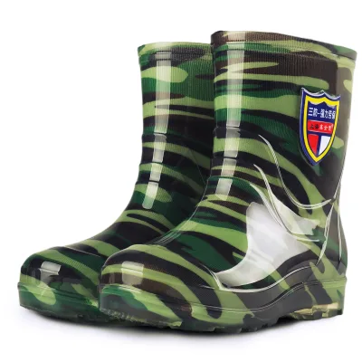Mens Comfortable Camouflage Neoprene Rain Boots Rainy Season Products Sepatu Boot Waterproof Botas Para Lluvia