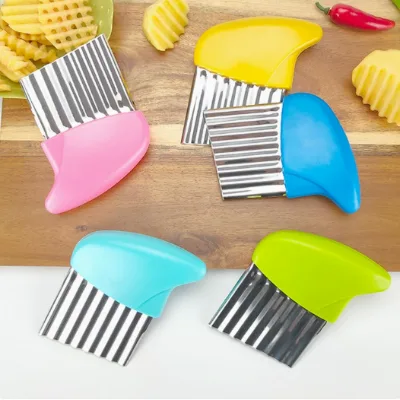 Stainless Steel Crinkle Cutter Wavy Chopper for Veggies Potato Carrots Waffle French Fry Slicer