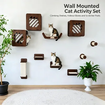 Eco Friendly Cat Climbing Wall System With Sturdy Platforms and Cozy Resting Spots for Home Decor Matching Pet Activity Station