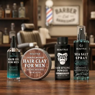 OEM Wholesale Men Hair Styling Set Volume Powder Sea Salt Spray HairClay Hair Oil Barber Salon Professional Hair Care Products