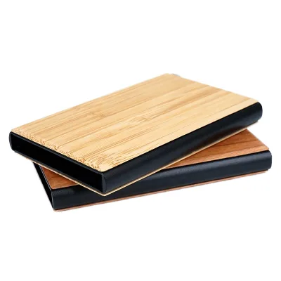 2026 Hot Sale Men's Engraved Folk Art Wooden Wallet Metal Money Clip RFID Blocking Ultra Thin Card Holder