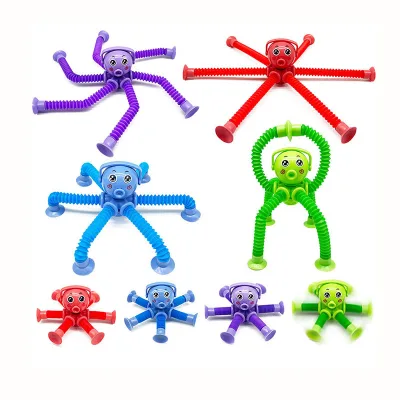 Shape Changing Telescopic Tube Fidget Toys Suction Cup Octopus Spinner Toy Pop Fidget Tubes Sensory Spinner Toys