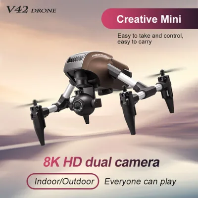 Dual aerial photography V42 mini alloy drone with optical flow stabilization and high-definition remote control airplane toy