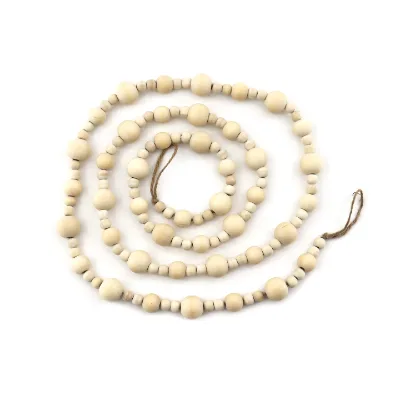 Farmhouse Handmade Wooden Bead Garland Custom Natural Wood Bead Ornaments