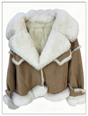 Blinglace Regular Style Elegant Women's Turn-down Collar Fur Coat