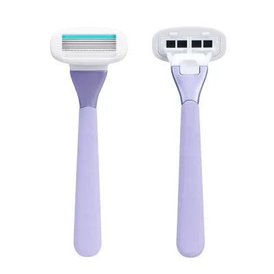 6 Blade Women Shave Razor Stainless Steel Blade Metal Handle Pivoting Head With Refill Blade Box Packing