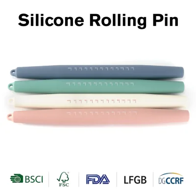 Silicone Rolling Pin Professional Roller Hanging Loop Measurement Markings Anti Slip Lightweight Easy Clean Fondant