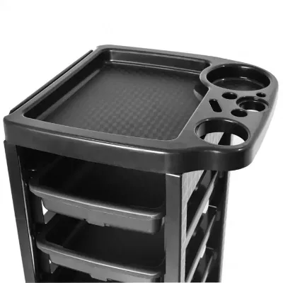 Multilevel Black Beauty Salon Trolley with 5 Drawers