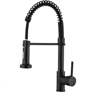 Wenzhou FEENICE Modern Single Handle Lead Free 304/201 Stainless Steel Ceramic Hotel Use Mat Black Spring Kitchen Deck Faucet