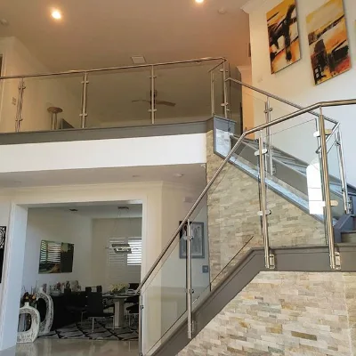 Narrow Frame Stainless Steel Post Railing Slim Design Hotel Balcony Terrace Modern Wall-Mounted