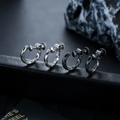 Mobius Screw Ear Clip for Men and Women Cold Simple InlaysZircon Earrings Trendy Creative No-Piercing Ear Piercing Accessories