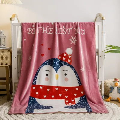 OEM Custom Design Korean Wearable Portable Bedding Sublimation Soft Flannel Fleece Cartoon Baby Gift for Hospital Knitted