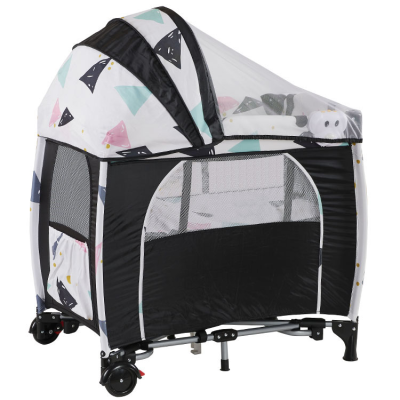 85*50*76cm Swing Baby Infant Nursery Center Playard Crib Bed for Children With Second Layer and Side Door
