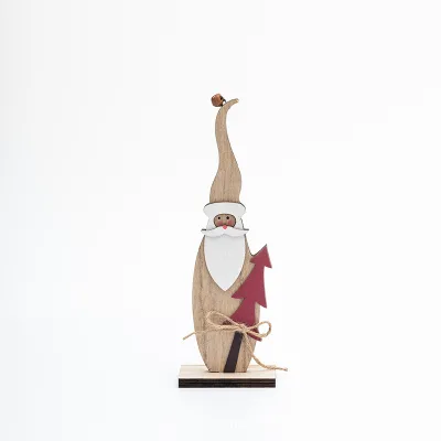 Thickened Wooden Santa Claus Desktop Ornament Christmas Decoration for Hotel Mall Front Desk Window Display