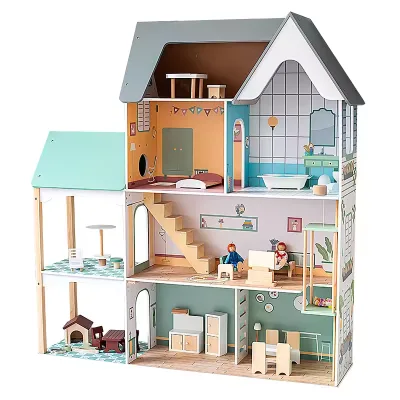 Wholesale New Style Miniature Wood Toy House Sets DIY Baby Doll House for Kids Safe Material with Pretty Appearance