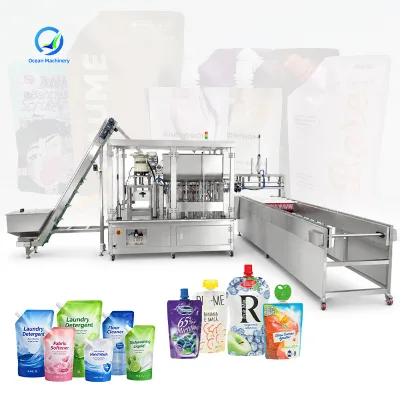 OCEAN Compact Monoblock Water Filler Spout Sachet Fruit Juice Fill and Capping Machine for 50ml Pouch