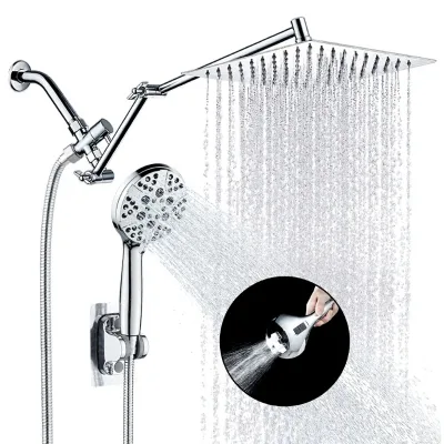 For Cross-Border Spray GunEquipped Booster Shower Head 8-Function Handheld Shower LED Lighting Bubble Effect ABS Household