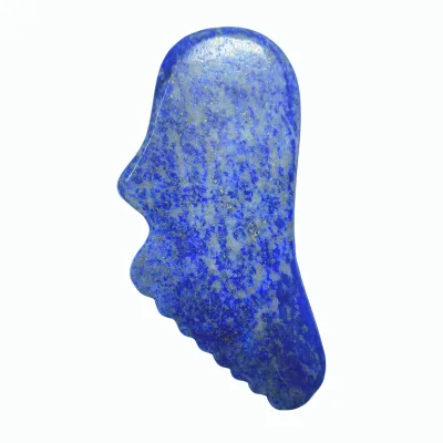 Premium Genuine Lapis Lazuli Gua Sha Stone Unique Jagged Edge Face Lifting Tool for Skincare and Anti-Aging