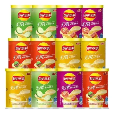 Asian Snacks Lays Potato Chips 40g Canned Potato Chips Braised Pork Black Pepper Steak Flavor Exotic Chips Snacks