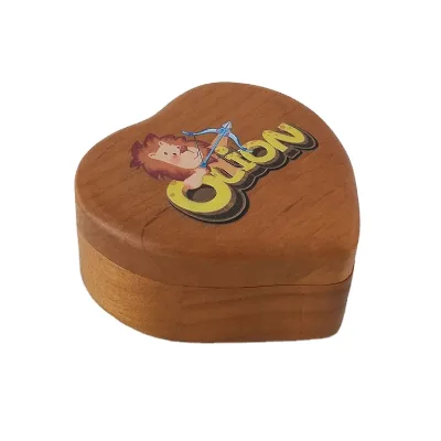 Wholesale Wooden Music Box Heart Shaped Brown Vintage Music Box Wood