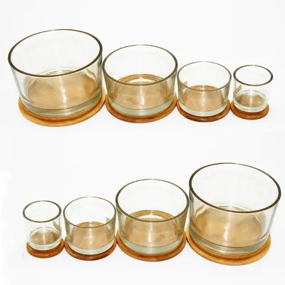 Various Size Glass Candle Jars with Wooden Lids,Wood Lid for Candle Jar Wholesale